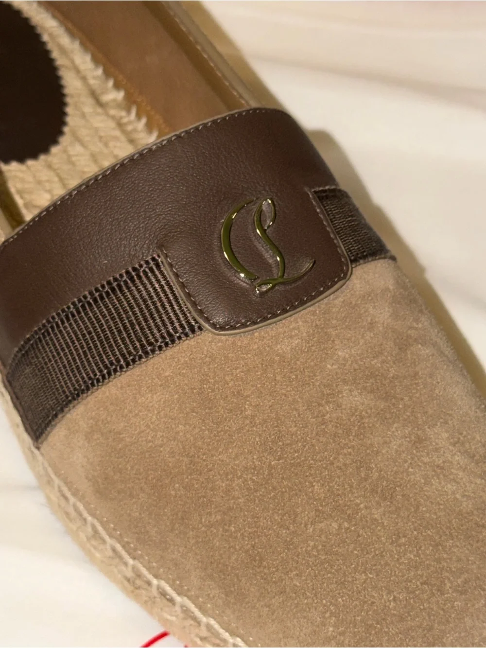 Christian Louboutin Alfarica Brown Tan Suede Slip-On Espadrilles